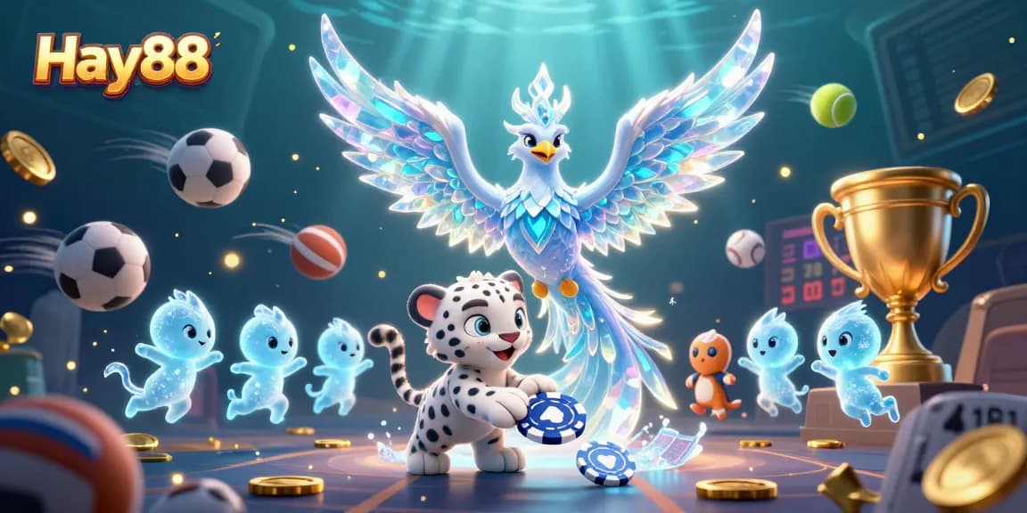 Experience Hay88's vibrant world of online gaming with a dazzling phoenix and dynamic sports elements.