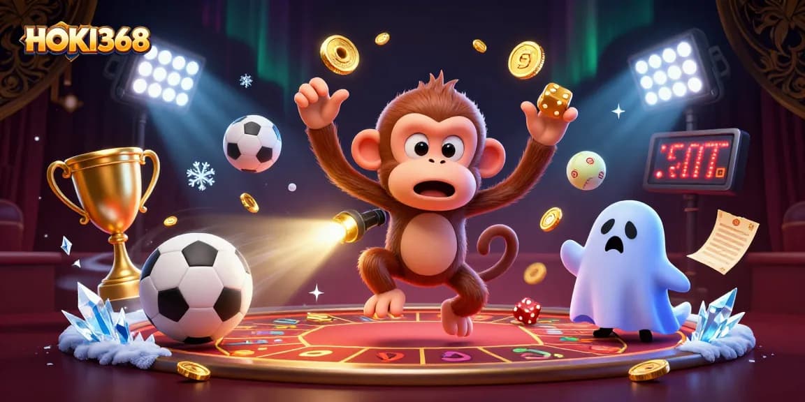 Experience HOKI368's thrilling gaming excitement in a vibrant haunted casino atmosphere.