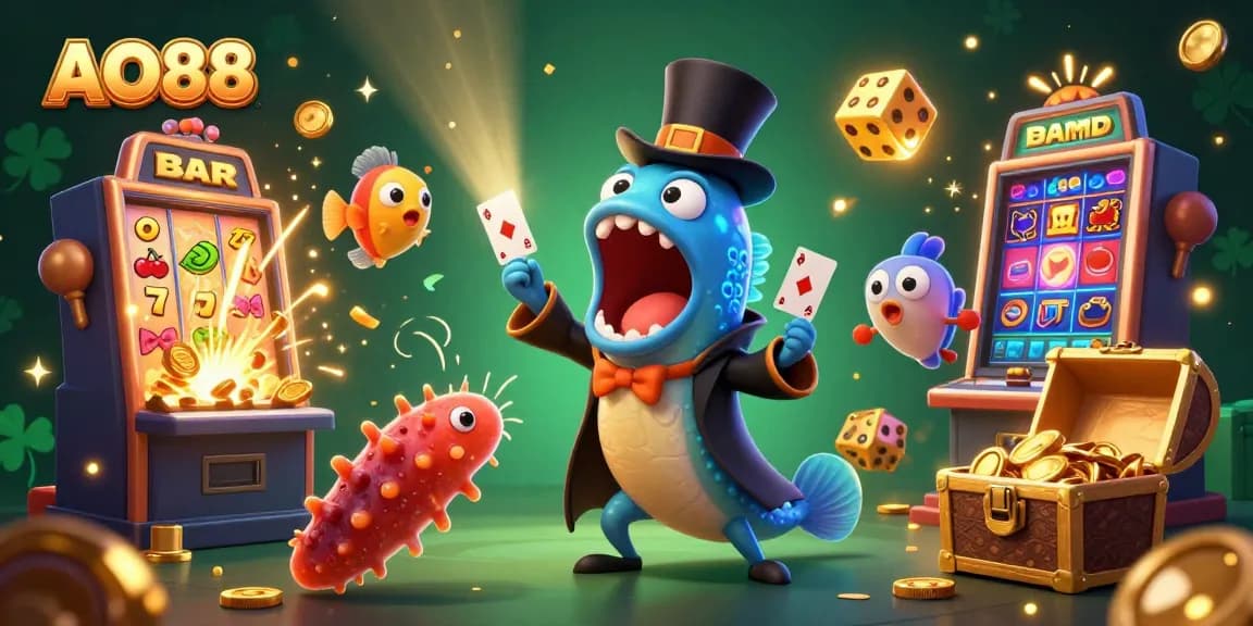Experience exciting jackpot magic at AO88 with animals performing and gold coins flying.