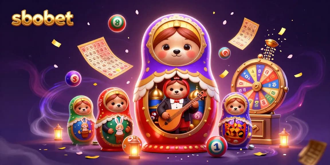 Experience sbobet excitement with vibrant casino-themed 3D illustration showcasing lively characters and elements.