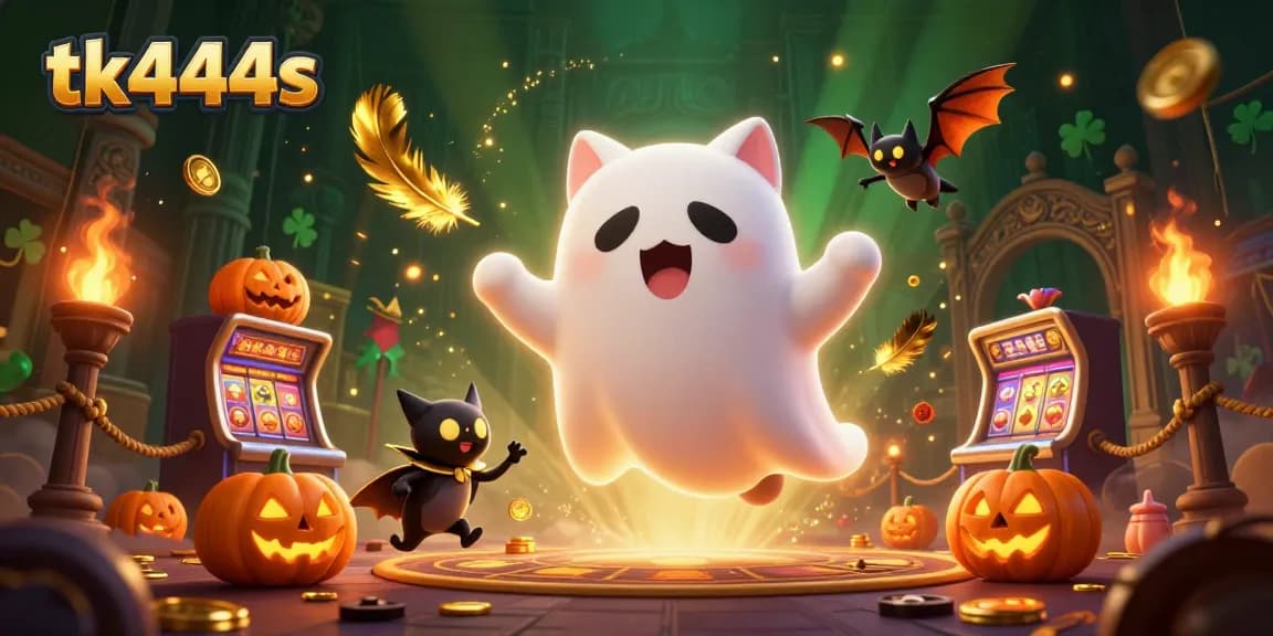 Experience thrilling gameplay with tk444s app's ghost cat in a haunted casino.