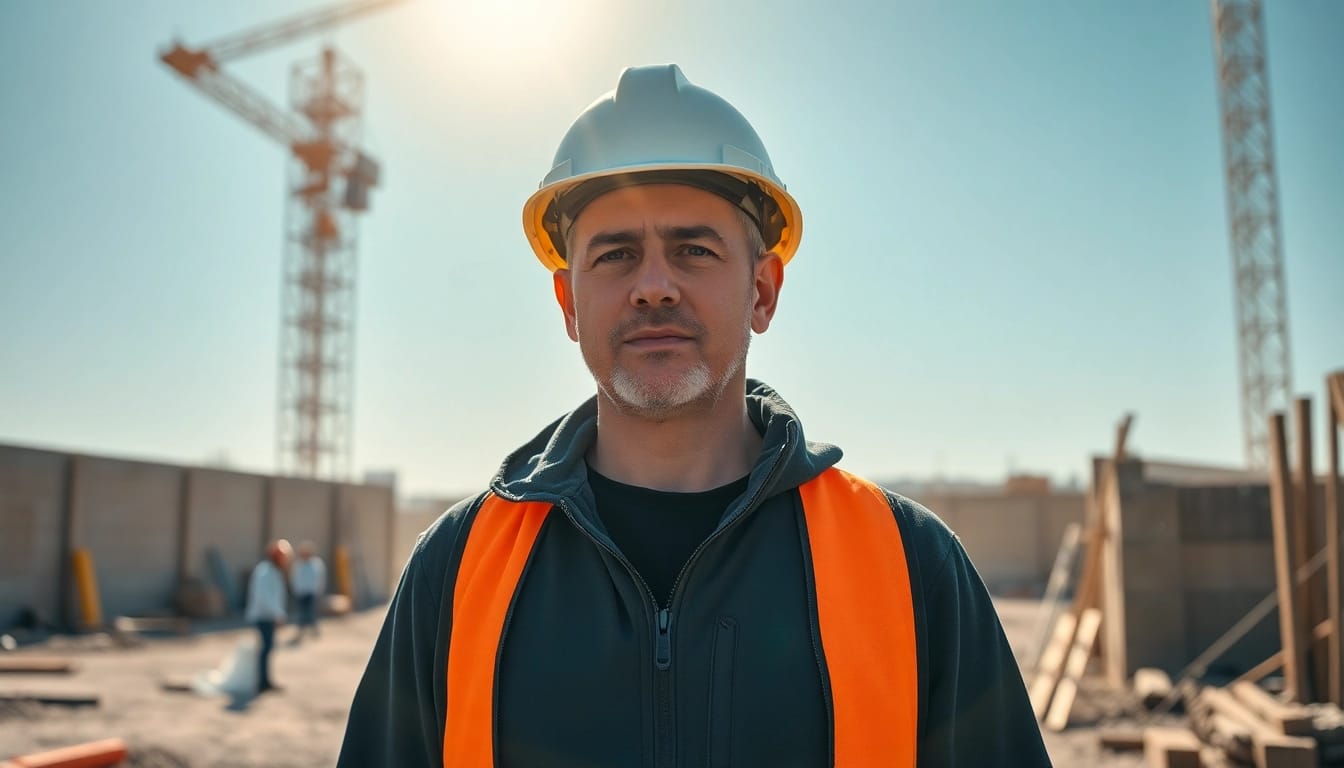 Gorras de trabajo que protegen al trabajador del sol mientras realiza tareas en construcción.