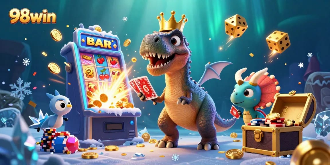 Experience thrilling slot action with 98win’s exciting casino atmosphere and vibrant characters.
