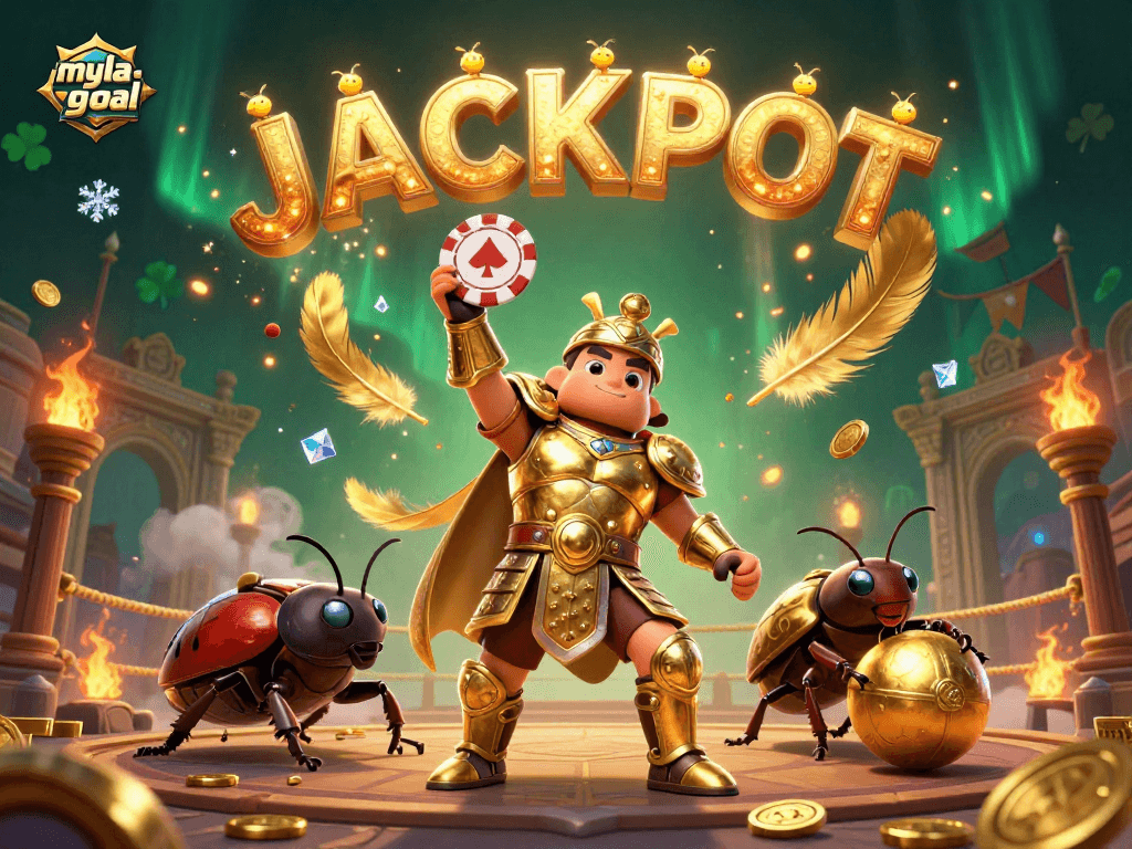 Win big with myla-goal in this vibrant, engaging gambling-themed scene showing victory and excitement.