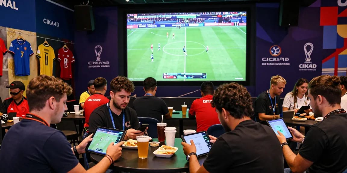 Fans enjoying CIKA4D sports betting during the 2026 World Cup, analyzing stats and celebrating the game.