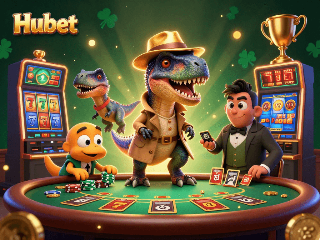 Hubet offers an exciting casino experience with a thrilling velociraptor card counter and playful game elements.