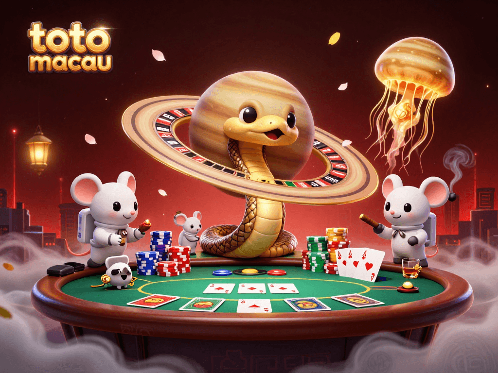 Engage in thrilling bets at toto macau amidst cosmic characters and vibrant casino elements.
