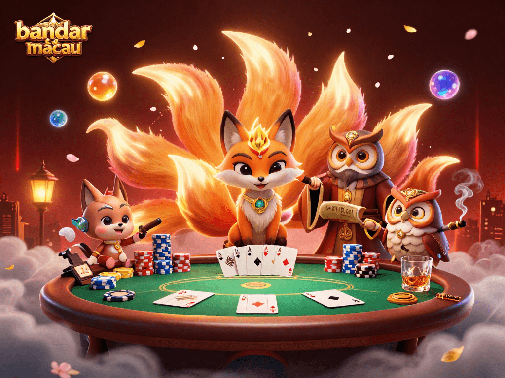 Experience vibrant gameplay at bandar toto macau with glowing characters and colorful casino elements in this stunning illustration.