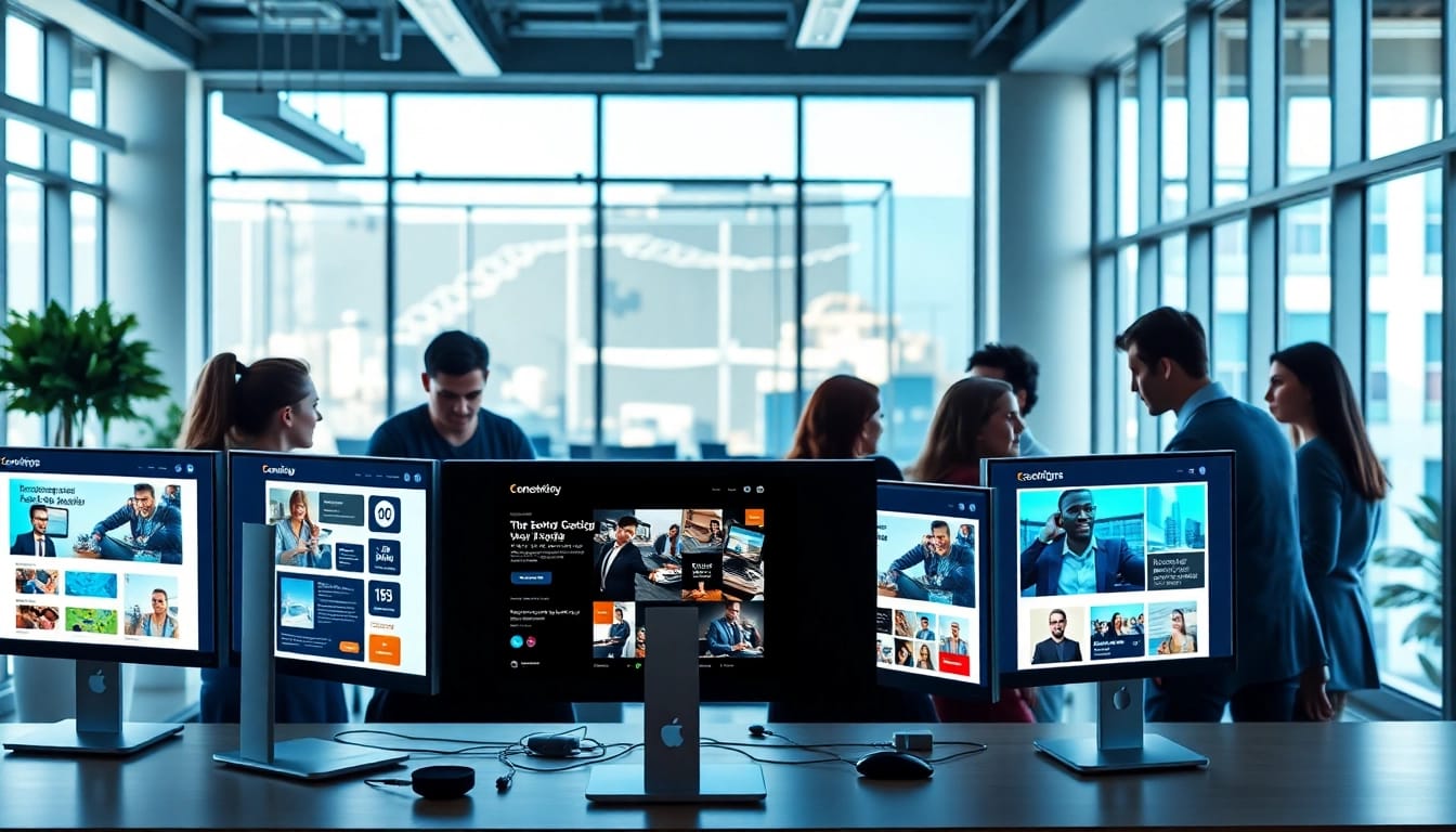 Showcase of edmonton web design professionals collaborating in a modern office environment.