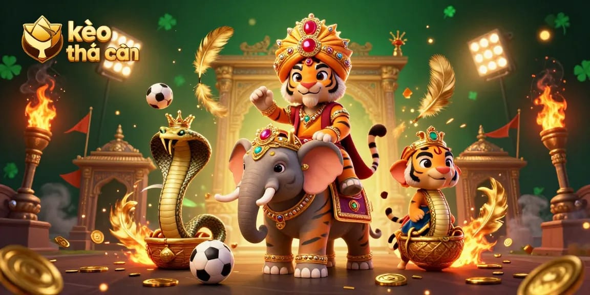 Engage in thrilling sports betting with kèo nhà cái, featuring a royal maharaja and jewel elephant.