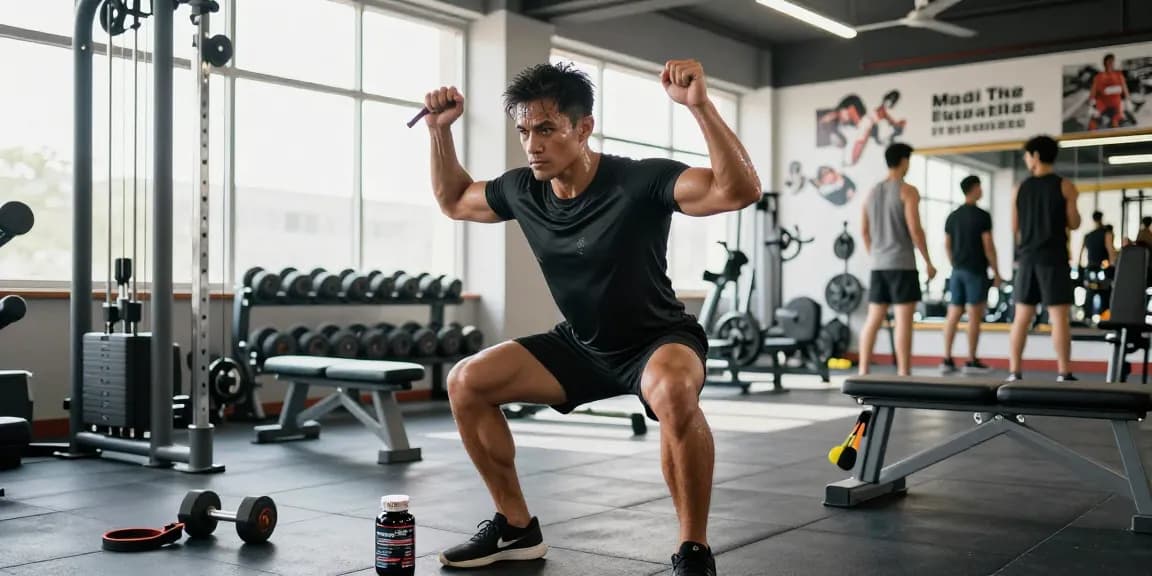 Empowered athlete lifting weights in a modern gym, representing Medi Pharma Steroids and fitness dedication.