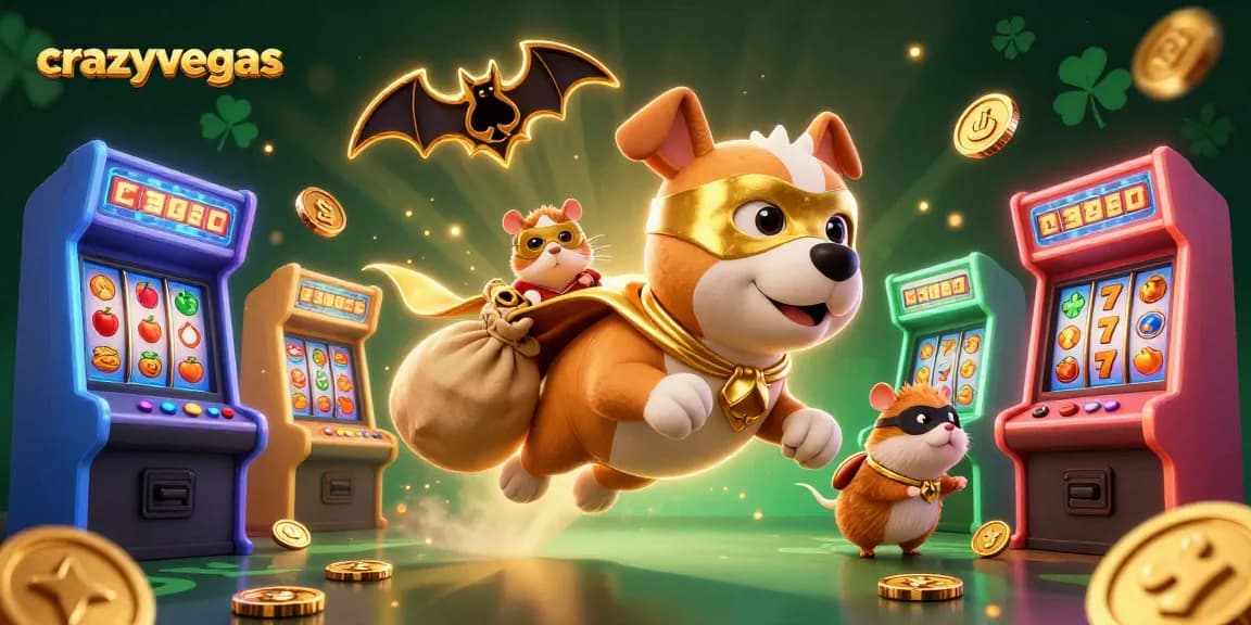 Experience thrilling gaming at crazyvegas with a vibrant superhero scene featuring gold coins and casino elements.