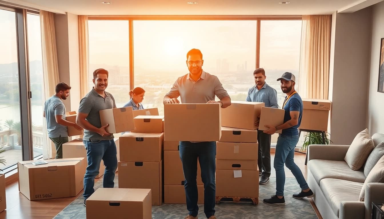 Efficient WRITER RELOCATIONS IN POWAI showcasing professional movers packing for relocation in a modern setting.