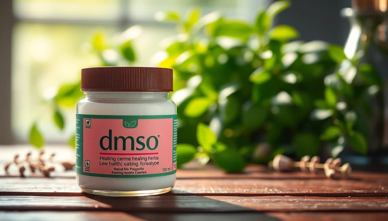 Promote dmso cream with a vibrant display showcasing its natural healing properties.