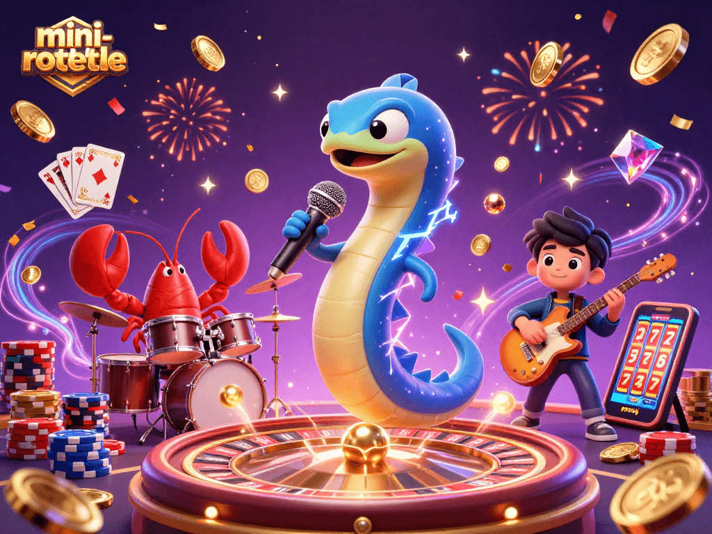 Experience the electrifying thrill of mini-roulette with lively characters and casino elements.