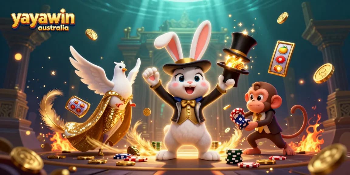 Experience the joy of exciting pokies with yayawin australia, showcased by a whimsical illustration.