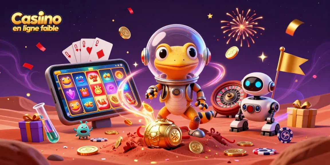 Enjoy Casino en ligne fiable with vibrant 3D elements and Martian characters celebrating wins.