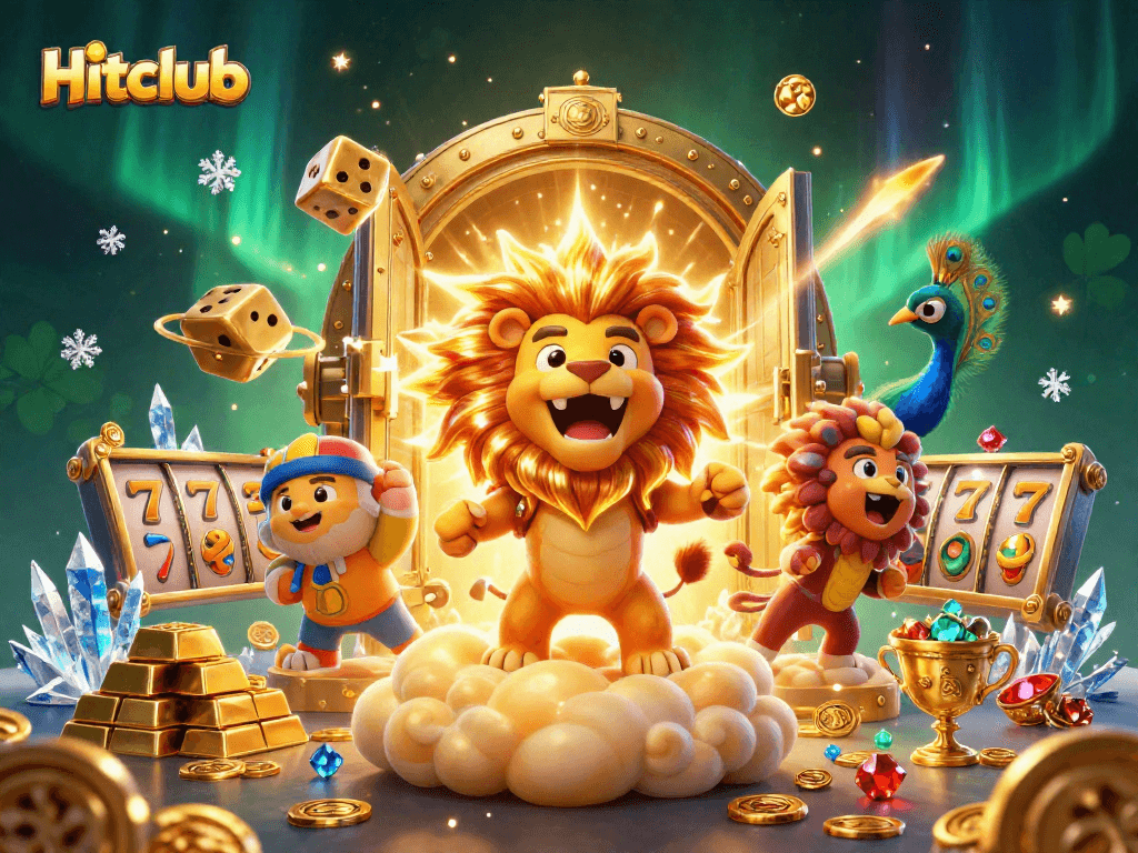 Hitclub presents an exciting gaming experience with vibrant visuals and engaging characters in a casino-themed illustration.