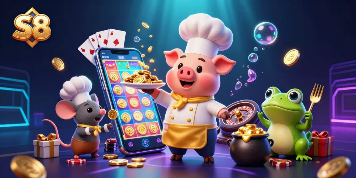 Experience thrilling gaming at S8 with vibrant slot games and gold coins.