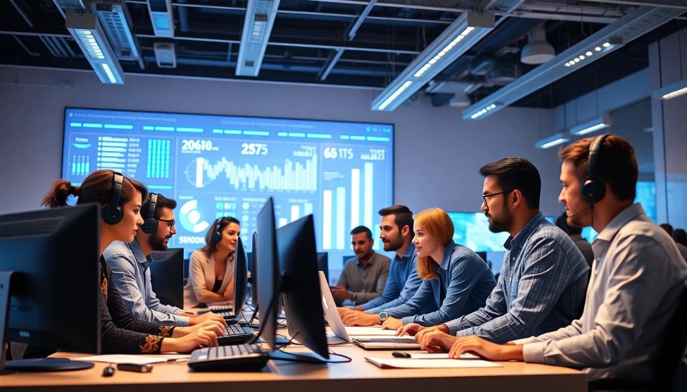 Enhancing business IT support through effective team collaboration in a tech-driven office.