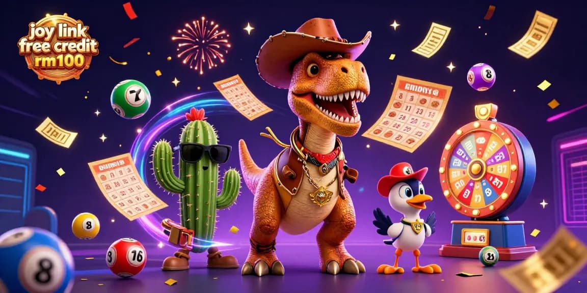 Join the fun with joy link free credit rm100 as the cowboy dinosaur spins the prize wheel!