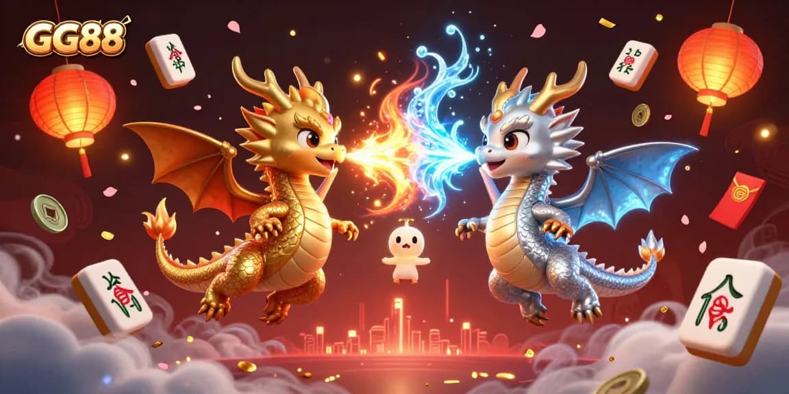 Engage with GG88's vibrant gaming universe featuring dynamic dragons and rich casino elements.