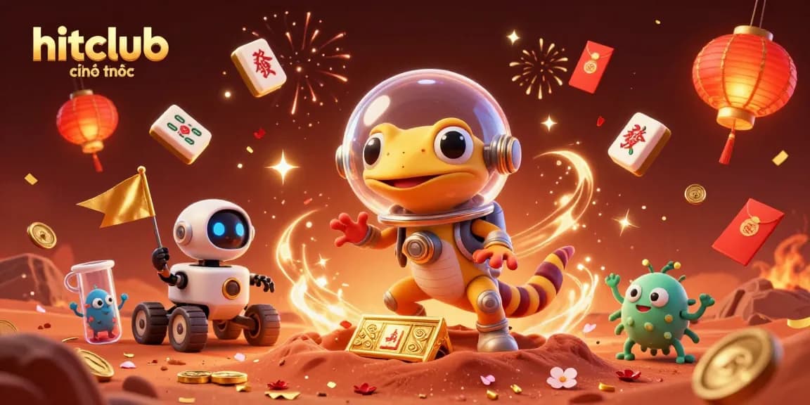 Experience the hitclub chính thức with a vibrant casino-themed Martian scene bursting with action and celebration.