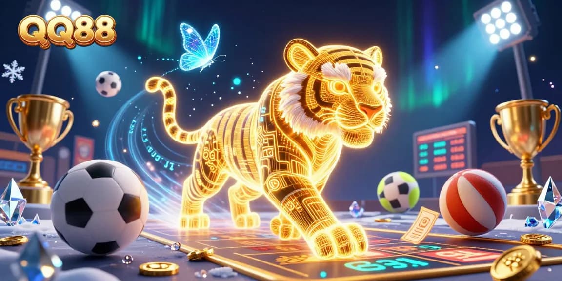 Betting enthusiasts immerse in QQ88's vibrant digital casino with engaging neon elements.