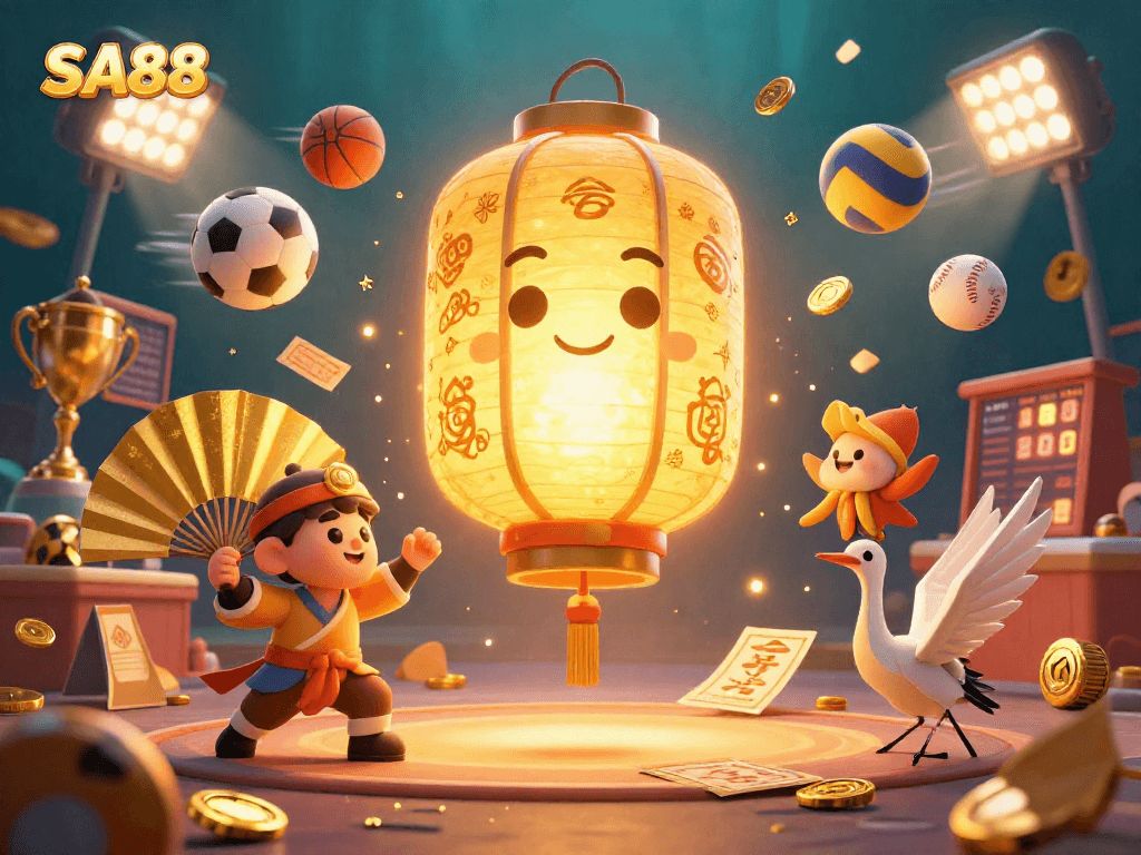 Experience thrilling betting at SA88 with illuminated spirits and dynamic sports elements.