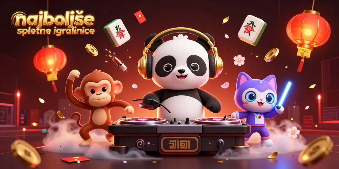 Prikaz najboljše spletne igralnice z DJ pandami in igralnimi elementi.