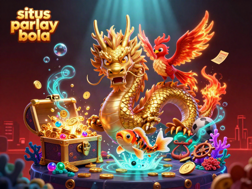 Place your bets on situs parlay bola while witnessing a golden dragon and phoenix in action.