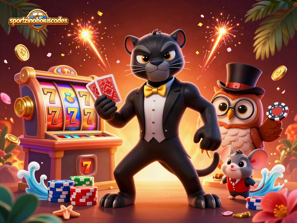Engage with sportzinobonuscodes and spin the reels with this vibrant casino illustration.