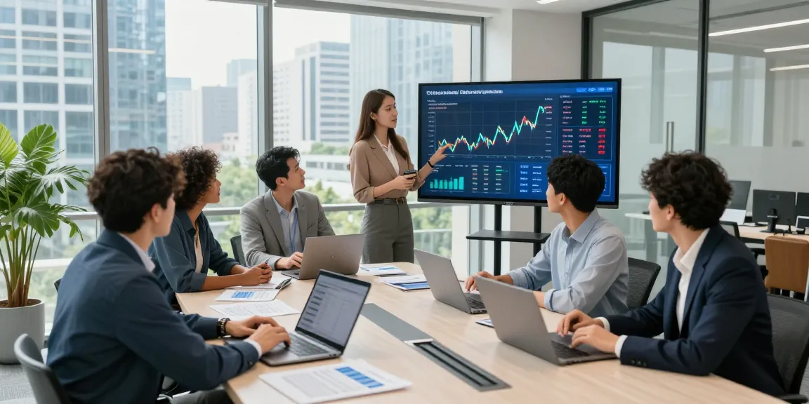 Équipe professionnelle discutant de solutions bancaires numériques CIBC business dans un bureau moderne.