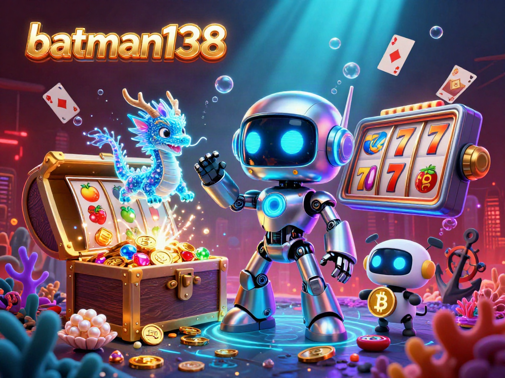 Experience the thrill of batman138 gaming with a dynamic 3D scene filled with vibrant casino elements.