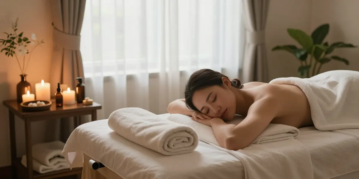 Relaxing 마포출장마사지 treatment in serene home spa environment with calming elements.
