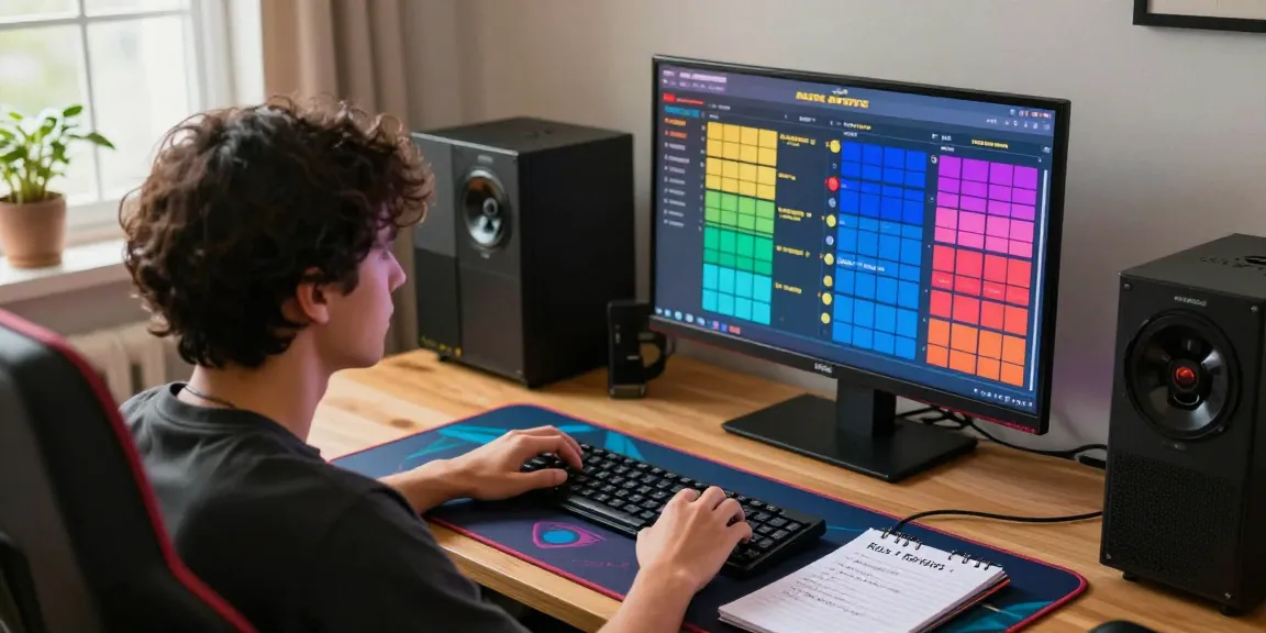 Person focused on colour trading game at https://mycolourtrading.com/ with vibrant setup and strategy notes.