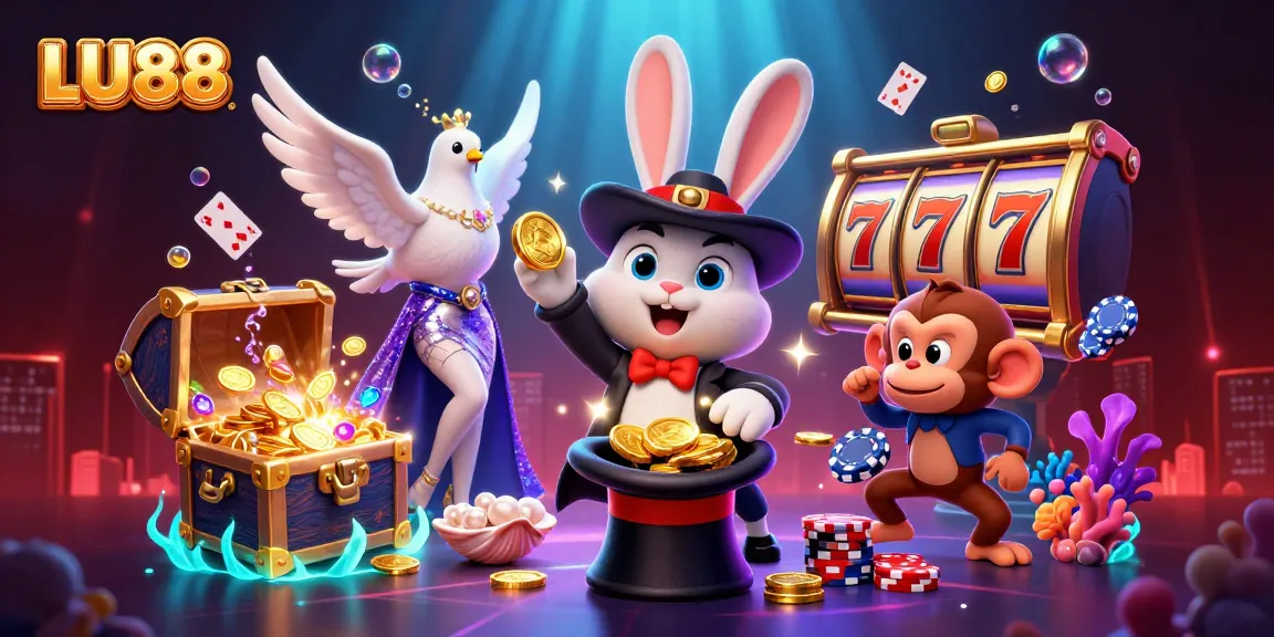 Play exciting slots at LU88 with a dazzling 3D scene depicting winning moments and rich visuals.
