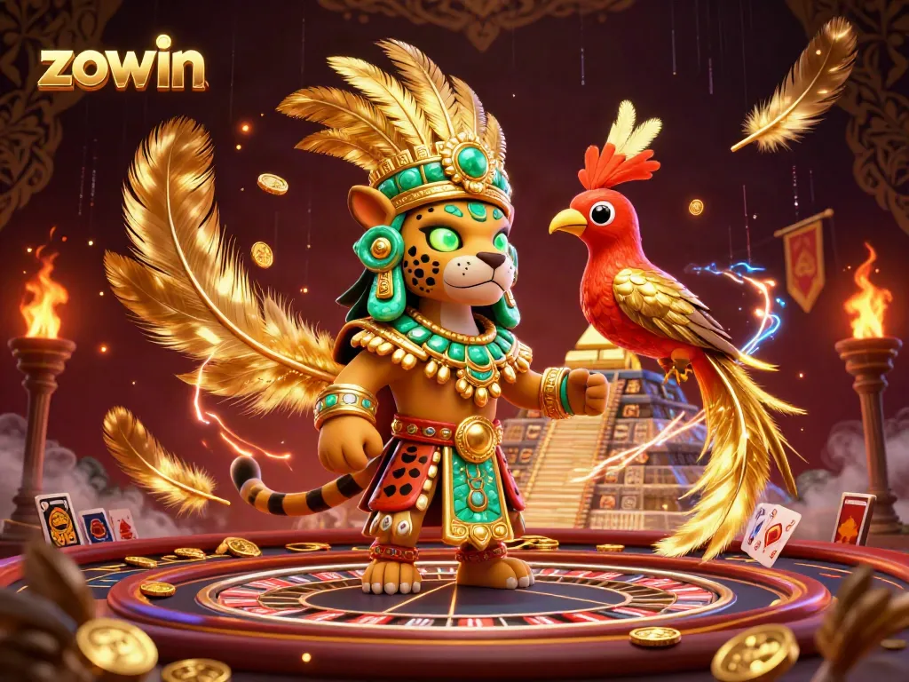 Zowin offers thrilling live casino excitement featuring a Mayan jaguar priest and vibrant gaming elements.