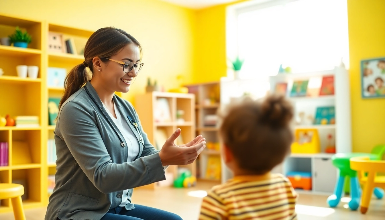 Engaging ABA services session with a therapist and child in a therapeutic environment.