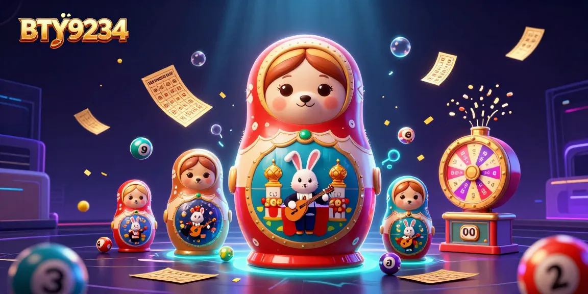Experience BTY9234's vibrant lottery excitement with a colorful and dynamic 3D casino scene.