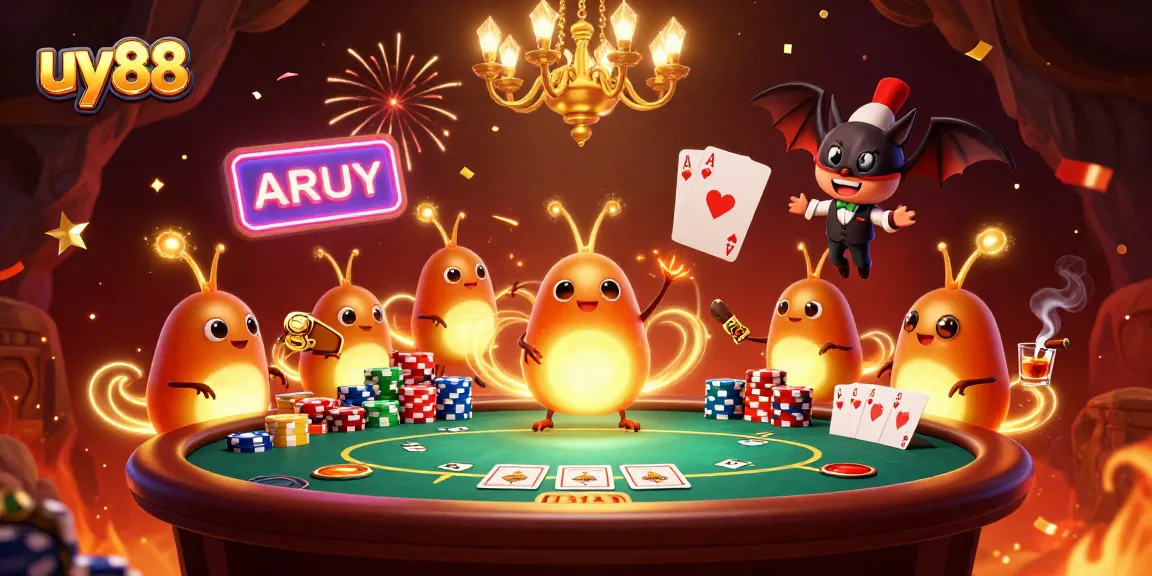 Experience the excitement of uy88 with vibrant casino elements and glowing characters in action.