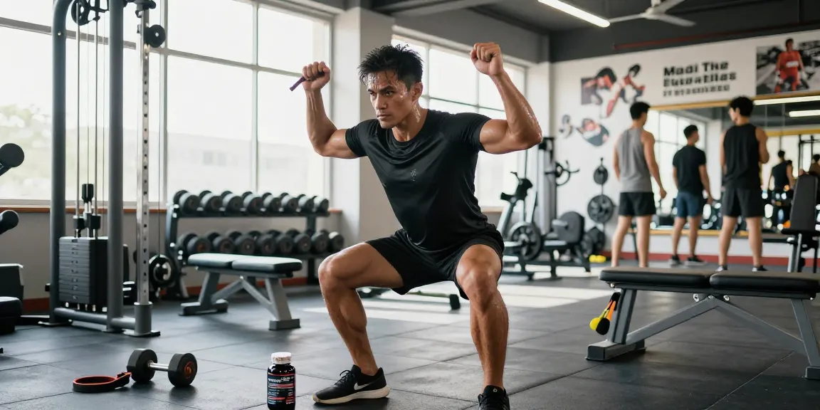Empowered athlete lifting weights in a modern gym, representing Medi Pharma Steroids and fitness dedication.