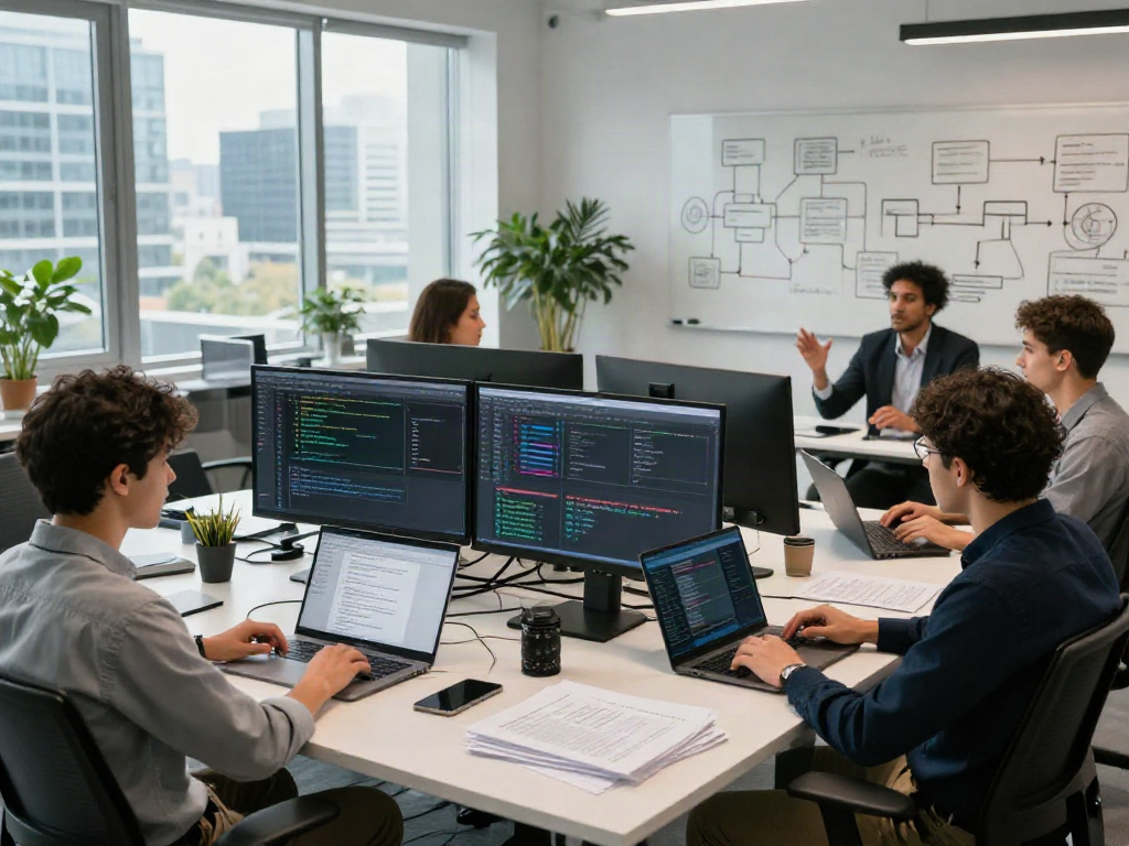 Document fraud detection software team collaborating on advanced solutions for authenticity verification.