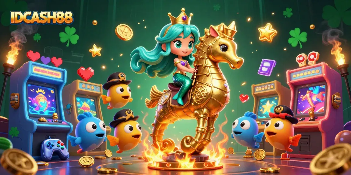 Engage with IDCASH88 by experiencing vibrant casino gaming elements in a lively digital illustration.