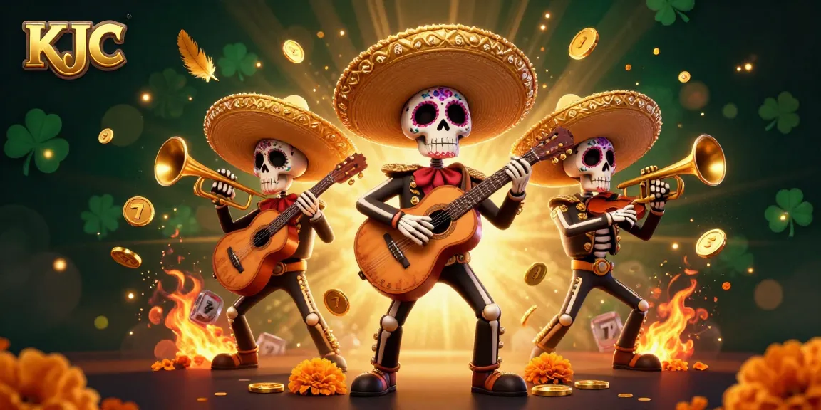 KJC players enjoying a vibrant slot game experience with colorful mariachi skeletons.
