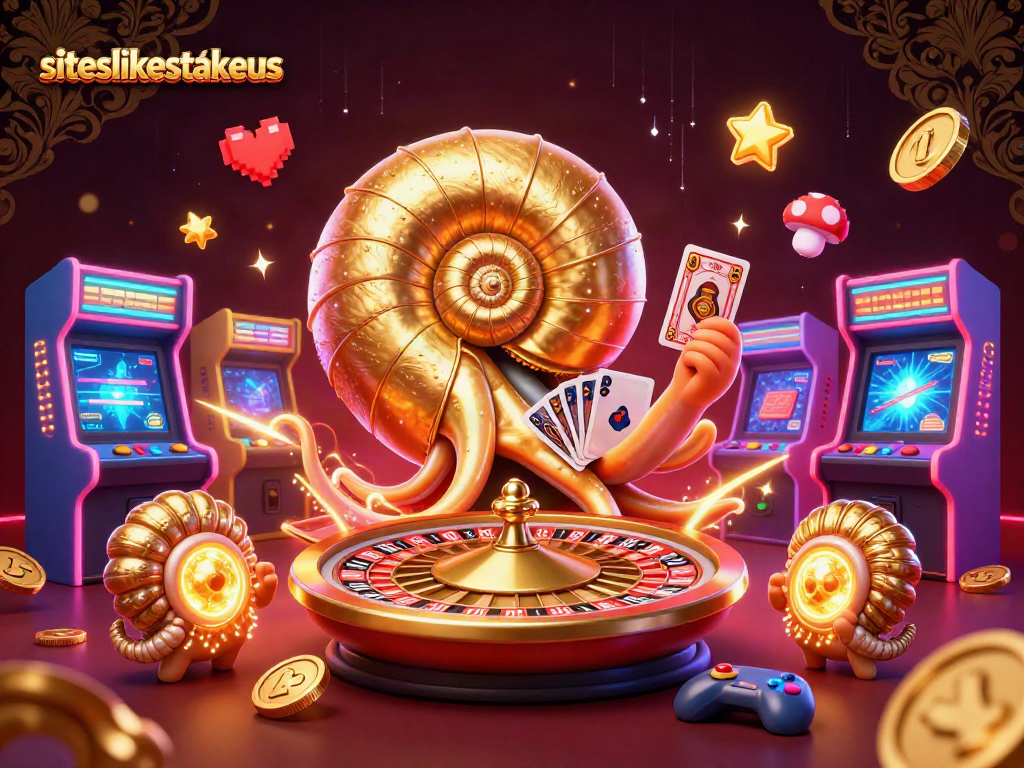 Play classic casino games at siteslikestakeus with an ancient nautilus-themed roulette and vibrant arcade elements.