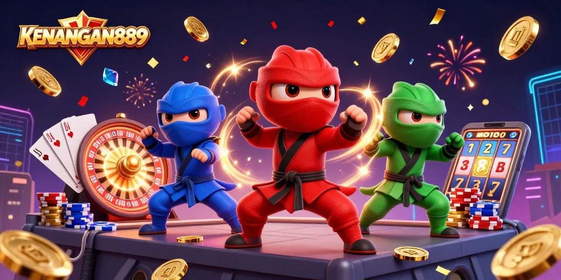 Experience the thrills of KENANGAN889 with ninja chameleons and cascading casino elements!