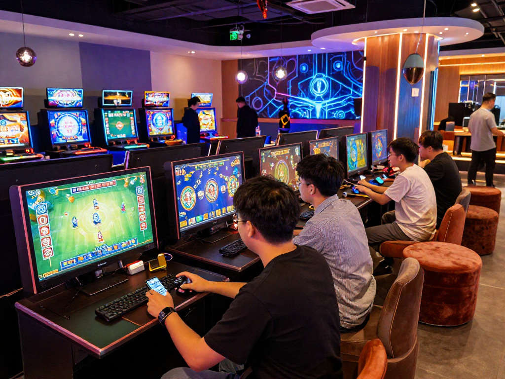 Exciting crypto casino atmosphere with players engaged in vibrant gaming action