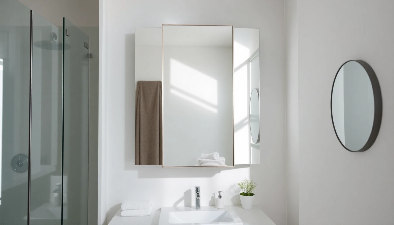 Spiegelschrank Bad in einem modernen Badezimmer mit eleganten Designelementen.