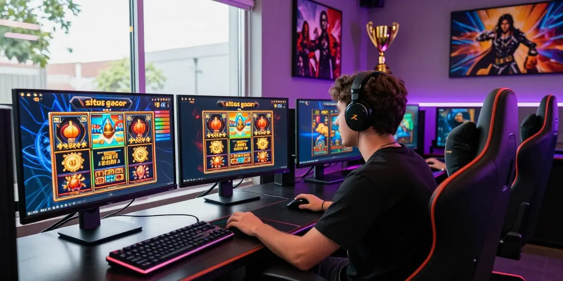 Exciting gaming setup showcasing situs gacor with vibrant graphics and advanced accessories.